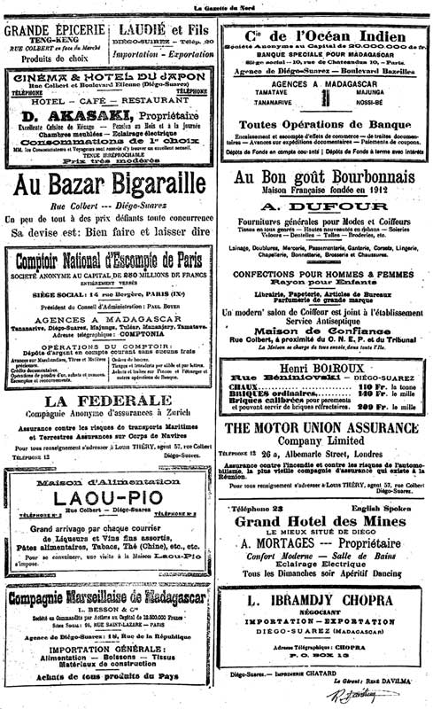 Publicités dans la Gazette du Nord du 10/07/1924