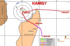 Trajet du cyclone Kamisy