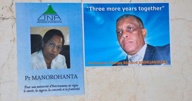 Affiches électorales pour les élections du président de l'Université Nord d'Antsiranana