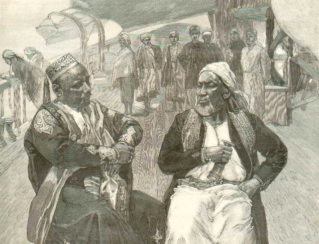Moussa, roi de Nosy Faly, et Tsialano, roi de l’Ankarana, à bord de la Creuse