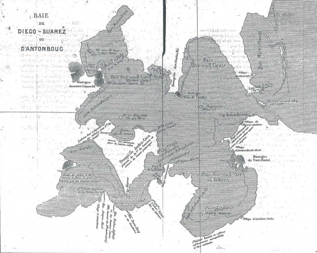 Carte de la Baie de Diego Suarez établie par le Dr Bernier en 1834