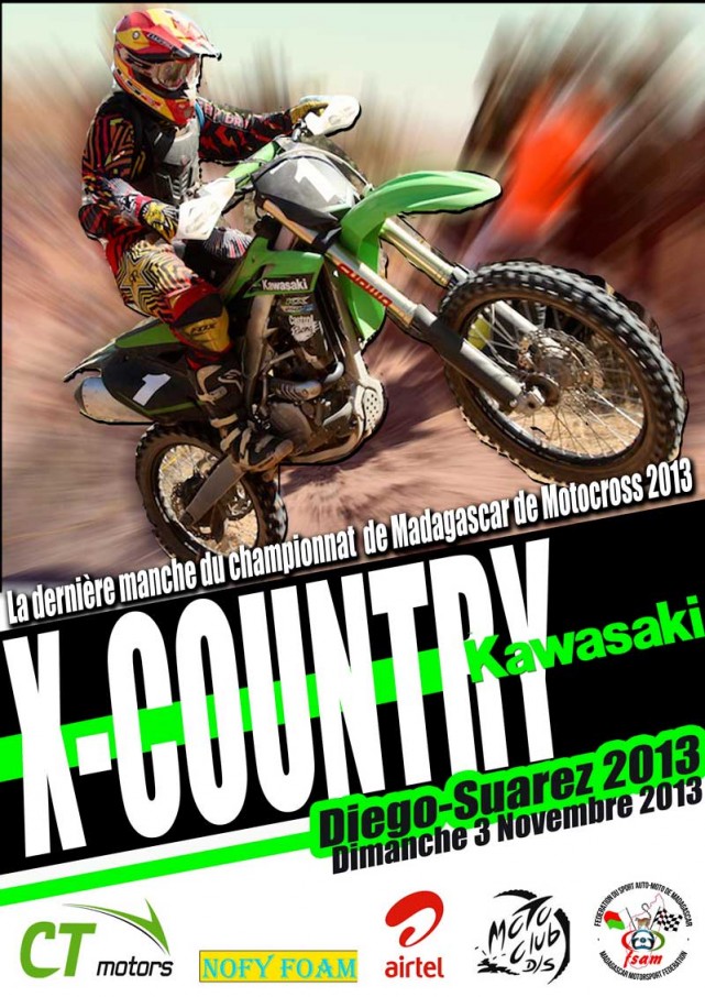 Affiche du 3ème X-country kawasaki de Diego Suarez