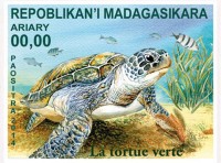 Le timbre de la Tortue Verte Chelonia mydas a été présenté lors de l'évènement philatélique durant la journée internationale de La Poste..