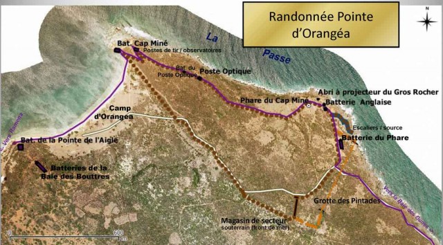Un exemple des circuits de randonnée proposés par Mlle Galy-Fajou pour le secteur d’Orangea 
Carte et illustrations : Léa Galy-Fajou